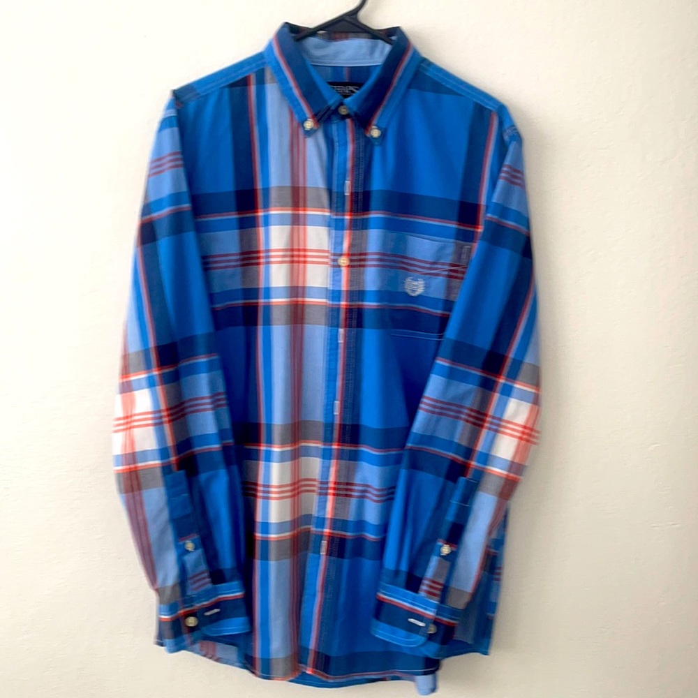 Chaps Easy Care Long Sleeve Shirt Plaid Medium.